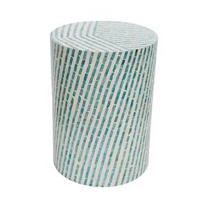 Handmade Mosaic Drum Side Table <b>Stools</b> Mother of Pearl Blue Diagonal Stripe Inlaid Coffee <b>Stool</b> Living Room Furniture Decor - Product Image 1