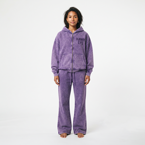 Wholesale Custom Women Tracksuit Trendy Acid Wash Track Suit Solid Color Cotton <b>Sweatpants</b> <b>Set</b> Two Piece Full Zip Manufacture - Product Image 5