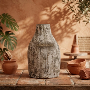 Vase de table en terre cuite rustique rouge Plano, pot en argile artisanal, urne décorative en céramique, vente en gros - Product Image 5