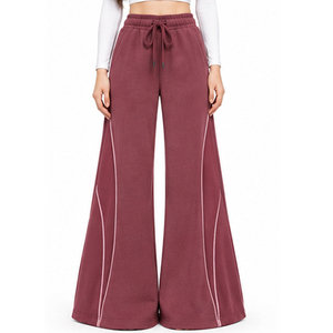 Pantalones de Felpa Personalizados para Mujer, Bordados, con Transferencia Térmica, de Pierna Ancha, Fabricante Mayorista, Proveedor OEM ODM - Product Image 1