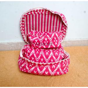 Juego de 3 neceseres acolchados de algodón indio con estampado, bolsa de aseo, estuche de maquillaje, neceser de viaje, bolsas y estuches para cosméticos - Product Image 4