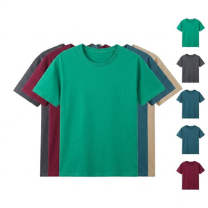 เสื้อยืดคอกลมแขนสั้นผู้ชาย ผ้าเจอร์ซีย์คอตตอน 100% ทรงปกติ สีเขียวล้วน สวมใส่สบาย ระบายอากาศได้ดี แบบถัก - Product Image 3