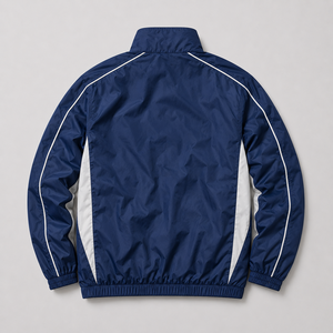 Men's Blue <b>White</b> Color Blocking Sporty Racer Jacket <b>Quarter</b> <b>Zip</b> Stand Collar Windproof Polyester Outerwear Autumn Wear - Product Image 2