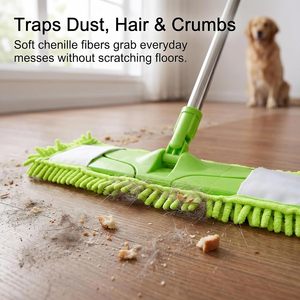 Commercial Cotton Yarn Dust <b>Mop</b> Reusable Self-Wringing Flat Floor Cleaning Long Metal <b>Handle</b> Stainless Tray Durable Sustainable - Product Image 6