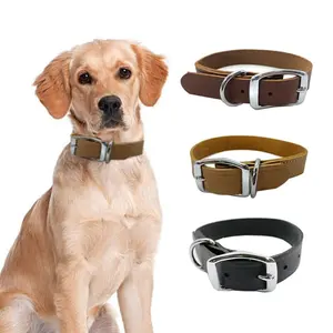 Collier en cuir pour chien et chat, taille de la chaîne 50cm x 2.5cm, épaisseur 2.5mm, accessoires en cuir de vache personnalisés pour animaux de compagnie