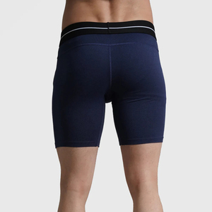 Shorts de compression pour homme bleu marine, taille mi-haute, ajustement élastique, respirant, en coton et élasthanne tricoté, décontracté - Product Image 5