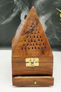 Classic Hand-Made <b>Pine</b> Wood Incense Burner Aromatic Diffuser Geometric Design Home Decor All-Season Use Eco-Friendly Religious - Product Image 4