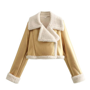 Veste de sport Econex en cuir PU rouge à franges brodées, col rabattu court, manches longues, respirante pour femmes - Product Image 4