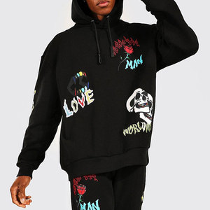 Conjunto Deportivo con Capucha y Estampado de Calavera Negra para Hombre, Manga Larga, Corte Regular, Estilo Urbano, Cintura Elástica de Algodón, Bolsillos Laterales, Otoño - Product Image 3