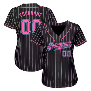 Maillot de softball unisexe personnalisé à manches courtes, uniforme de baseball, 100% polyester, noir et rouge contrastés, nom de l'équipe, numéro du joueur - Product Image 2