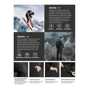 Pantalones de Senderismo para Hombre con Forro Polar, Resistentes al Agua, para Nieve y Esquí, Pantalones Softshell para Snowboard, Térmicos, Cortavientos, para Invierno y Actividades al Aire Libre - Product Image 4