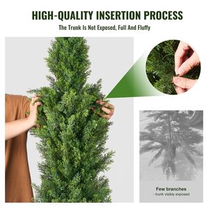 Set di 2 Alberi Artificiali di Cedro Topiario Alti 36 Pollici con Foglie Extra e Vaso, Finto Pino Cipresso Sempreverde - Product Image 6