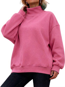 Sudadera de Mujer de Calidad Profesional, Estilo Casual, Cuello Alto, Color Sólido, Forro Polar, Logotipo Frontal, Corte Holgado, Tela Cómoda, para Uso Diario - Product Image 6