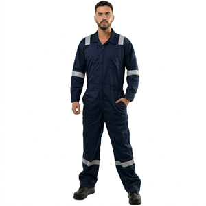 <b>Men's</b> Work Coverall Reflective Tape Mechanic <b>Jumpsuit</b> Durable Industrial Workwear - Product Image 2