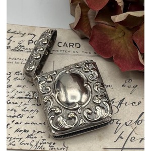 Vintage Aluminum Silver Tone <b>Match</b> <b>Box</b> With Ornate Filigree Design Durable Household Use - Product Image 1