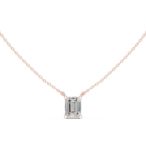 Colgante Solitario de Diamante Cultivado en Laboratorio con Corte Esmeralda, Oro Sólido de 10K, 14K, 18K, Joyería Fina para Mujer, Accesorios, Regalo, Cadena Incluida - Product Image 3