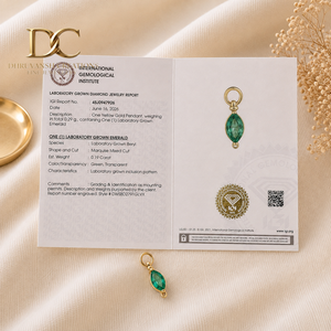 Nouvelle Arrivée de Haute Qualité, Style Classique, Bracelet à Breloques pour Femme en Or Jaune Massif 14 carats avec Émeraude Colombienne de Laboratoire - Product Image 5