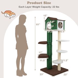 Arbre à chat multi-niveaux avec condo et dispositif anti-basculement, griffoir et mobilier durables pour chats - Product Image 5