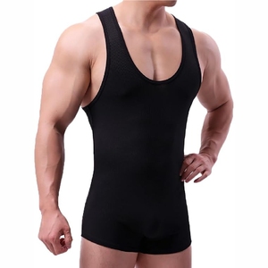Men’s Wrestling <b>Singlet</b> Custom Logo Printed Stretch Sportswear Professional Training Match Uniform - Product Image 6