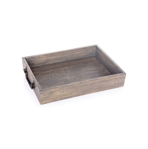 Bandeja Rectangular de Madera para Servir con Asas de Metal, Diseño Minimalista, Plato de Madera Maciza Resistente - Product Image 2
