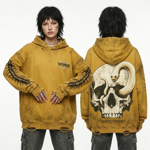 Custom Sage Green Panelled Hoodie Woodland <b>Tree</b> <b>Branch</b> Graphic Distressed Layered Hem Embroidered Fern Leaf Streetwear Top - Product Image 5