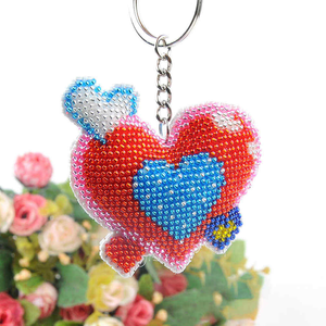 DIY Bead Cross Stitch Keychain Printed Bead Embroidery Needlework <b>Key</b> <b>Ring</b> Kit for Women <b>Bag</b> Pendant Beadwork Handmade Craft - Product Image 5