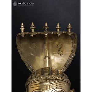 Estatua de Shiva Mukhalingam de latón de 9 pulgadas con ilustraciones de escultura elegante Nagabharanam - Product Image 4