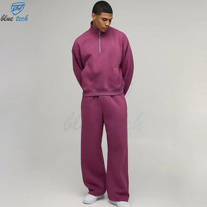 Ensemble survêtement streetwear personnalisé pour homme – Sweat-shirt demi-zip et pantalon – Confortable, décontracté, sportswear, usage quotidien, imprimé logo 100% - Product Image 3