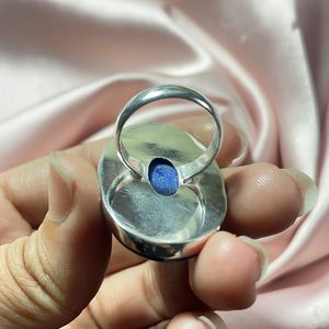 Anillo de Lapislázuli Hecho a Mano, Anillo Elegante de Plata de Ley con Piedra Preciosa Grande, Joyería de Lujo, Regalo para Mujer, Joyería Fina - Product Image 2