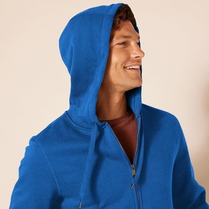 Sweat-shirt à capuche bleu pour homme, coupe classique, décontracté, pour l'automne, couleur unie, matière French Terry - Product Image 4