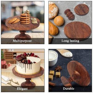 Support à gâteau décoratif en bois fait main, écologique, finition naturelle, passe au lave-vaisselle, présentoir à dessert, piédestal pour mariage et anniversaire - Product Image 6