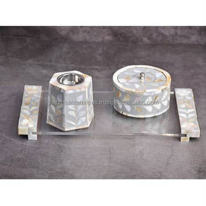 Gulf Decorative Top Quality Luxury Mother Of Pearl Inlay <b>Bakhoor</b> <b>Oud</b> Incense Burner Set With Acrylic Box With Lid And Knob - Product Image 5