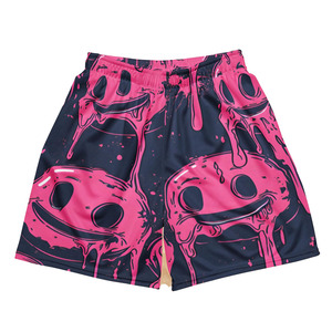 <b>Dripping</b> Smile Face Board Shorts Men's Quick Dry Cartoon Print Elastic Waist Casual Swimwear Short Pants - Product Image 1