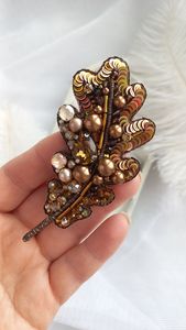 MD HANDICRAFTS Luxury Handmade Embroidery Brooch with <b>Sparkling</b> Beads Pearls Sequins for Children's & Women's Wedding Occasions - Product Image 3