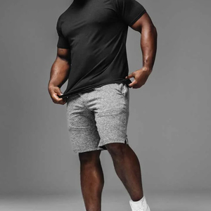 Shorts Bermuda en coton uni pour homme, taille élastique, décontracté, respirant, taille mi-haute, gris - Product Image 1