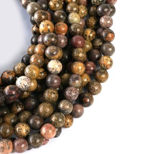Cuentas redondas lisas de jaspe piel de leopardo natural de 4MM, 6MM, 8MM, 10MM, cuentas de piedras preciosas sueltas para fabricación de joyas, venta al por mayor, pulsera DIY - Product Image 3
