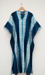 Caftán de Algodón Teñido a Mano, Vestido Maxi, Kimono, Túnica Larga, Lavable, Transpirable, Ecológico, para Damas de Honor - Product Image 6