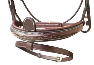 Juego de Brida de Cuero Inglés Profesional de Lujo para Caballos, con Acolchado Extra Suave, Costuras Reforzadas y Correas Ajustables para Salto - Product Image 4