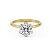 Magnifique bague fleur en moissanite taille ronde, plaqué or, bande en argent 925, sertissage pavé, bijoux de luxe pour fiançailles et mariage pour femme