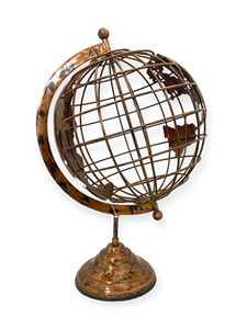 Globe terrestre classique en laiton Art Déco, design artisanal écologique, 8 pouces, pour bureau, avec les monuments de la planète Terre - Product Image 2