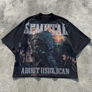 Camiseta de moda urbana con estampado DTF, de tela gruesa de 300 GSM, para la moda de invierno, camisetas para hombre - Product Image 3