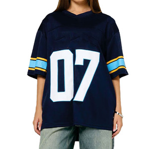 Maillot de football américain unisexe style streetwear bleu et noir, coupe oversize, respirant, en polyester, pour entraînement d'équipe, personnalisable USA - Product Image 4