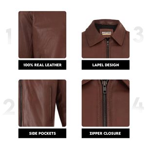 Chaqueta de Cuero Clásica con Cuello Polo para Hombre, Chaquetas de Trabajo con Cuello Camisero, Estilo Casual de Negocios - Product Image 4