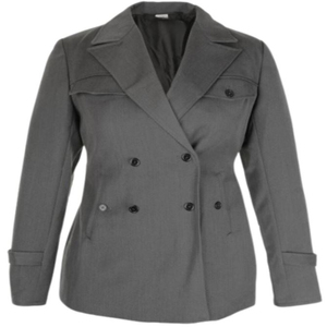 Blazer gris croisé pour femme à revers crantés, veste tissée avec poches, style tuniques et manteaux allemands de la Seconde Guerre mondiale pour femmes - Product Image 1