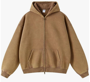 Sweat-shirt à capuche oversize pour homme et femme, fermeture éclair, style Y2K, poches, streetwear décontracté, vêtements d'extérieur, 100% coton, polaire, imperméable - Product Image 1