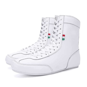Zapatos de Boxeo con Cordones, de Caña Alta, Negros, para Entrenamiento, a Precio Económico y con Servicio OEM ODM, Malla Transpirable, Cuero, Marca Personalizada - Product Image 1