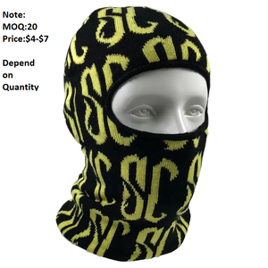 Pasamontañas de punto acrílico OEM de alta calidad con un orificio y logotipo personalizado, estampado completo, para esquí, fiestas al aire libre y motocicleta para hombre - Product Image 1