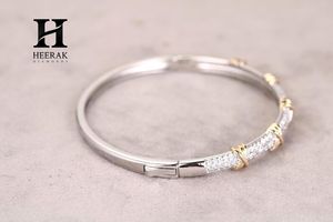 Brazalete con Incrustaciones de Diamantes, Brazalete Articulado de Dos Tonos en Oro de 14K/18K y Plata para Mujer - Product Image 6