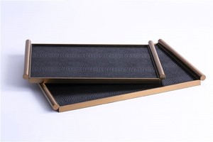 Premium Black <b>Metal</b> Modern Non-Stick Eco-Friendly Stocked Serving Tray LE-F11102 Linea Exports Inc - Product Image 1
