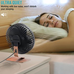 Ventilateur de bureau USB de 6 pouces avec 4 vitesses, silencieux, flux d'air puissant, inclinaison réglable à 90 degrés, mini clip pour utilisation sur le bureau, la table ou le bureau - Product Image 6